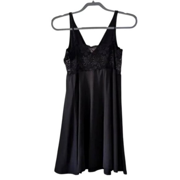 La Vie En Rose lace babydoll slip dress black women’s size L - Picture 1 of 3